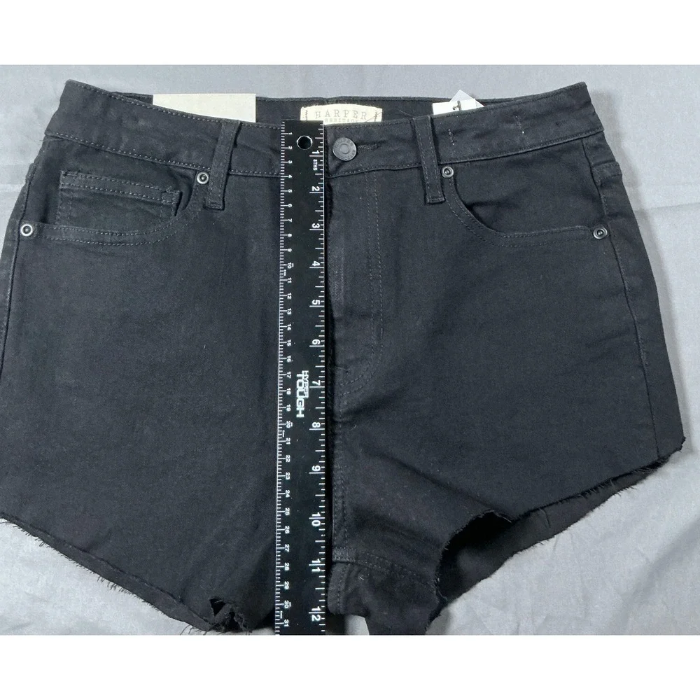Harper Heritage Women High Rise Skinny Black Denim Cut Off Short Sz 29/ US 8 NWT